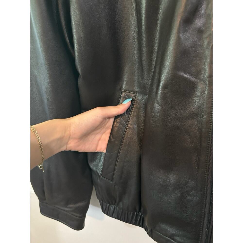 Brandini Lamb Leather Jacket Men Size L Brown Collared Full Zip Bomber Jacket - Picture 2 of 9